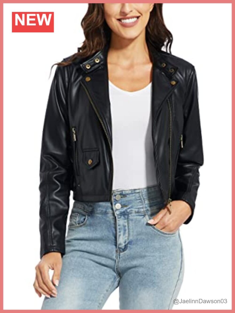 Faux Leather Moto Jacket Zip Up Motorcycle Biker Fitted Slim Coat